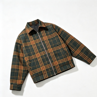 Veste de travail vintage en toile à carreaux pour homme, col rabattable, fermeture éclair intégrale, doublée, écologique, coupe-vent, vêtement d'extérieur décontracté, logo personnalisé OEM