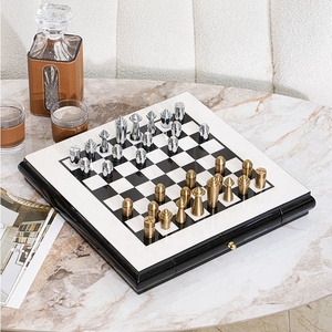 Juego de <span class=keywords><strong>Ajedrez</strong></span> de Metal de Lujo con Caja de Almacenamiento, Decoración Elegante para el Hogar y Juego Intelectual - Product Image 2