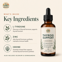 Gouttes liquides de soutien thyroïdien 60ml Sélénium Iode Zinc L-Tyrosine Ashwagandha Complément liquide à base de plantes pour usage quotidien