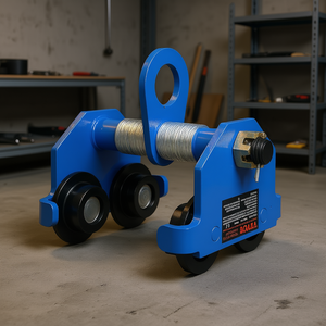 Carrello per travi a I in acciaio legato regolabile, 2,5 pollici x 7 pollici, resistente, a quattro ruote, verniciato a polvere blu - Product Image 2