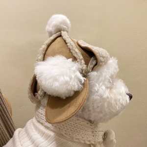 Chapeau d'aviateur en polaire sherpa chaud pour l'hiver, pour chats et chiens, avec trous pour les <span class=keywords><strong>oreilles</strong></span>, drô<span class=keywords><strong>le</strong></span>, taille petite et moyenne, accessoire pour la tête des animaux de compagnie - Product Image 3
