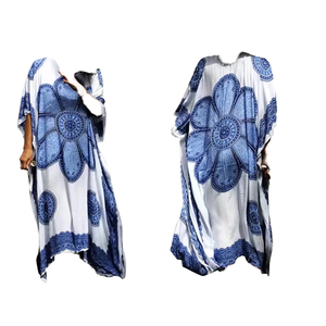 Rayon Swimdress 1 Piece Eco-Friendly Quick Dry Beachwear Bandeau Neckline <b>V</b>-<b>String</b> Bottom Print Holiday Cover Ups - Product Image 2