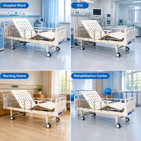 Lit d'hôpital en métal à quatre sections avec porte-carte patient et double roulettes pour usage en salle générale