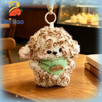 Fabricant de peluches : Porte-clés chien en peluche bouclé et moelleux de 4 pouces, avec bandana triangulaire souriant, pendentif de sac mignon
