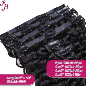 ผมต่อแบบคลิป FH Natural Brazilian Hair 6 ชิ้น 1 ชุด ผมแท้จากบราซิล  จัดเรียงเกล็ดผม  ลอนลึก  ต่อแบบไร้รอยต่อ - Product Image 4