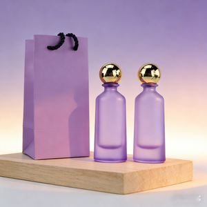 ขวดน้ำหอมดีไซน์พิเศษ 50 มล. สีม่วง สำหรับผู้หญิง ขวดแก้วเปล่าสำหรับบรรจุน้ำหอม พร้อมกล่องของขวัญและถุงช้อปปิ้ง - Product Image 2