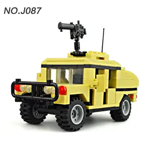 Jm087 Jm088 Geel En Zwart Satly Micro 3d Model Auto 'S Humve Soldaat Diy Assembleren Bouwstenen Speelgoed Hummer Voor Kinderen Cadeau