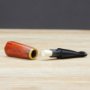 Portable Wood Pear Wood Cigar Mouthpiece Filter 9mm Activated Carbon Core Washable Reusable Round Shape - Product Image 5