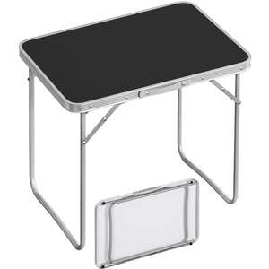 Meubles d'extérieur, table pliante de camping portable pour la plage et les pique-niques, avec étui en fer et effet bois - Product Image 1