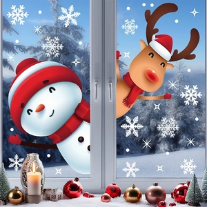 Juego de Adhesivos Navideños para Ventanas, Copos de Nieve, Papá Noel, Renos, Muñeco de Nieve, Adhesivos Estáticos para Vidrio, Sin Residuos, Decoración para Fiestas - Product Image 3