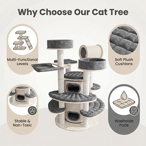 Tour pour <span class=keywords><strong>chat</strong></span> en bois de luxe multi-niveaux extra large de 1,7 m, en contreplaqué E0, avec poteau à gratter en corde de papier pour plusieurs chats - Product Image 3