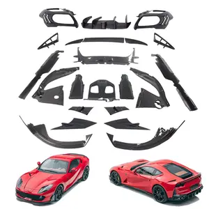 MS phong cách sợi carbon cơ thể Kit phía trước Xẻng phía sau khuếch tán mui xe Spoiler cửa sill Air Vent 17-22 cho Ferrari 812