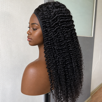 Perruques bouclées crépues en gros pour femmes, demi-perruques bouclées à revers en cheveux humains, ajustables et respirantes, fabriquées à la machine