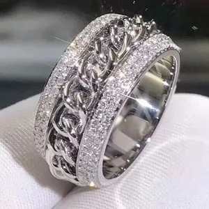 CAOSHI 925 Silver Plated Party Band Rings for Women Three Layer Weave Anillos Fashion Luxury Eternity Promise Ring