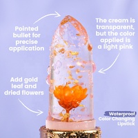 Gros Cosmétique De Luxe Maquillage Des Lèvres Rouge À Lèvres Transparent Avec Fleur Logo Personnalisé Étanche Température Couleur Changement Rouge À Lèvres