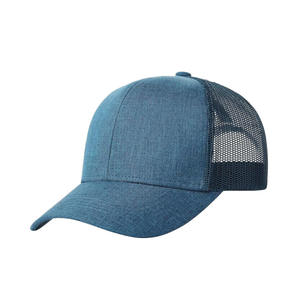 Sombrero de camionero de 6 paneles con ala curvada ligera en blanco OEM al por mayor con hebilla de plástico ajustable trasera de malla transpirable para hombres y mujeres - Product Image 5