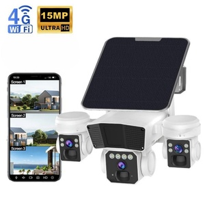 4G / WiFi Solar <b>Camera</b> Three Lens Screen Outdoor Low Power Battery IP PIR Human Detection CCTV Security Protection Cameras - Product Image 1