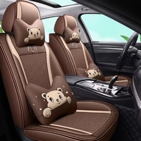 Housses de siège de voiture en cuir respirant Cub Whisper, ensemble complet de 16 pièces, style dessin animé toutes saisons pour Mazda CLS Civic Golf