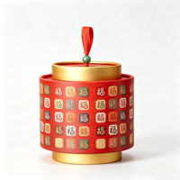 Boîte Cadeau Ronde Personnalisée en Forme de Lanterne, Seau Rigide Cylindrique Portable pour Gâteaux de Lune, Noix, Snacks, Emballage Cadeau pour le Nouvel An et les Fêtes
