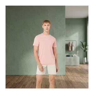 100% Selected Polyester/Cotton Plain Style Custom T Shirt Printing Light Pink Color 0429 Model for Unisex Autumn Made Thailand - Product Image 2