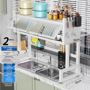 Muebles de cocina, escurridor de platos, fregadero de agua, estante de secado de platos con cubierta, estante de cocina doble, armarios de almacenamiento de cocina/estantes - Product Image 6