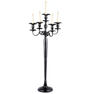 Nuevo precio al por mayor boda y decoración del hogar candelabros de tamaño alto en 5 brazos portavelas acabado negro mejor calidad - Product Image 1