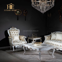 Canapé antique de luxe en bois massif d'acajou sculpté, style royal français, avec revêtement en feuille d'or, couleur rose, pour appartement, villa, ensemble de salon
