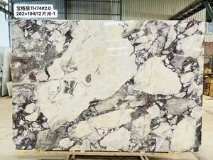 Plan de travail de cuisine moderne en Calacatta Viola blanc, dalle polie imperméable pour table basse, villa, hall d'hôtel, escalier, finition honée - Product Image 6