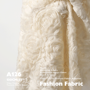 ヘッドスカーフドレスウェディングドレス用高品質の手描きのウェーブテクスチャフラワーバッド3次元刺繍生地 - Product Image 3