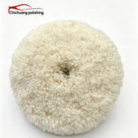 Tampon de polissage en laine double face robuste de 8 pouces pour polisseuse de voiture - Disque de polissage haute vitesse (Blanc)