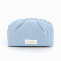 Sac de maquillage portable matelassé de style coréen, grande capacité, résistant à l'eau, en polyester, avec fermeture éclair et logo