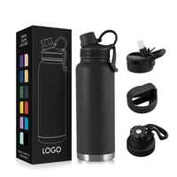 Gourde isotherme personnalisée grande capacité 40 oz avec paille, en acier inoxydable revêtu, pour le sport