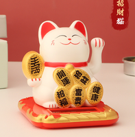 Statue de chat porte-bonheur solaire à bras agitant pour décoration de réception, de voiture et d'ouvertures d'entreprise