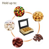 Boîte d'emballage en papier noir et or avec adsorption magnétique et séparateurs pour chocolats faits maison, truffes, bonbons, biscuits