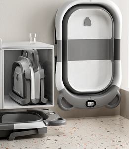 حوض استحمام للحيوانات الأليفة قابل للطي مع شاشة مراقبة درجة الحرارة في الوقت الحقيقي ومجموعة حوض استحمام القط القابل للطي وسادة عائمة حوض استحمام الكلب المحمول للسفر - Product Image 3