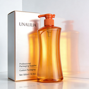 Botella de Plástico PET Naranja Personalizada de 300ml 500ml con Bomba para Loción, Champú, Acondicionador para el Cabello, Gel de Ducha, Envase para el Cuidado de la Piel - Product Image 2