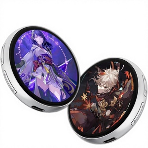 Badge numérique en plastique de 1,8 pouce avec LED clignotante pour vidéo/photo, personnalisable, style découpé, imprimé, pour sacs de mode, avec épingle de sécurité - Product Image 1