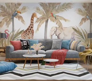 Autocollants muraux en 3D imprimés Paysage Nature Scenery Tropical <span class=keywords><strong>Jungle</strong></span> Plant Leaves Floral Animal Mountain Wall Paper <span class=keywords><strong>Mural</strong></span> - Product Image 2