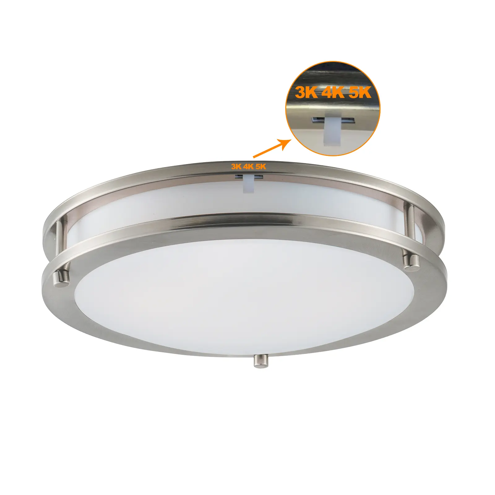 10 inch Flush Mount LED Ceiling Light 15W 1100lm 3000K/4000K/5000K Adjustable Brush Nickel Saturn Dimmable Light