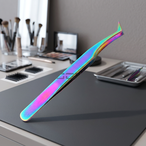 Odontomed Eyelash Extension Tweezers Multi <b>Rainbow</b> Color Semi-Angled for Jewelry-Making & <b>Laboratory</b> Work - Product Image 3