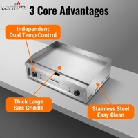 Plancha Eléctrica Comercial de Acero Inoxidable y Carbono para Bares y Restaurantes, Parrilla Teppanyaki