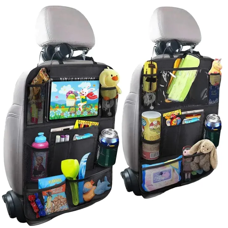 QEEPEI High Quality Custom LOGO Car Backseat Organizers Car Back Seat Organizer With Touch Screen Tablet