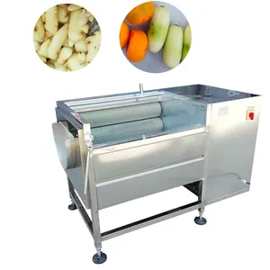 Máquina peladora de lavado de verduras y frutas de raíces y tallos, equipo de limpieza de cepillo de zanahoria Taro, máquina peladora de patatas y jengibre