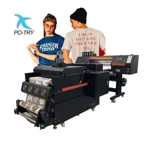 PO-TRY 60cm kepala ganda a2 komersial pet film inkjet printer sistem bundel kit dtf printer dengan bubuk shaker