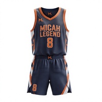 Maillot de basket-ball personnalisé Micah Legend, col en V, sans manches, 100% polyester, 180g, séchage rapide, uniforme athlétique unisexe pour adultes