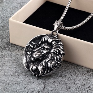 Yunnique-collar con colgante de león de acero inoxidable para hombre, diseño de animales vintage, regalo de ocio, joyería de moda - Product Image 1