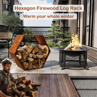 JH-Mech prix d'usine support en bois pour foyer extérieur résistant à la rouille hexagone robuste en acier brun support de bois de chauffage