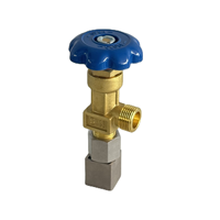 Vanne à aiguille angulaire en laiton, volant bleu, filetage mâle, adaptateur en acier inoxydable, vanne à aiguille angulaire d'instrumentation