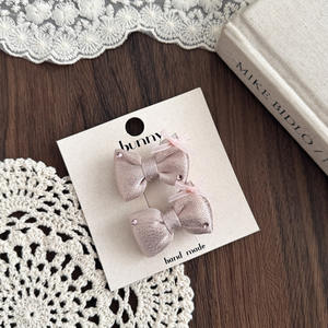 Noeud en tissu pailleté rose doux pour enfants, clips à cheveux mignons en forme de lapin, accessoires, <span class=keywords><strong>frange</strong></span>, cheveux courts, côté - Product Image 4