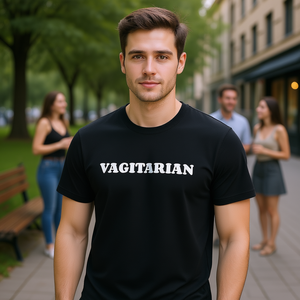 T-Shirt Vagitarian Nera Unisex con Collo Rotondo e Manica Corta, Stampa Serigrafica, Abbigliamento Promozionale - Product Image 2
